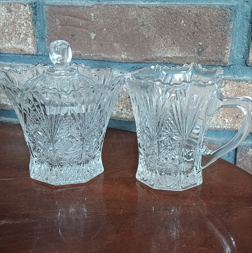 Studio Nova Japan Country Flair Sugar Creamer Set With Lid Vintage Cut Glass